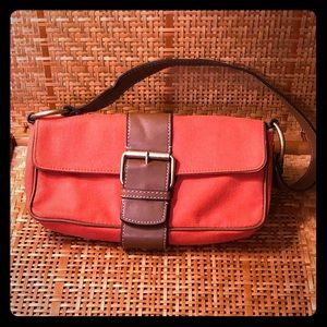 Nine West purse - orange canvas, leather strap